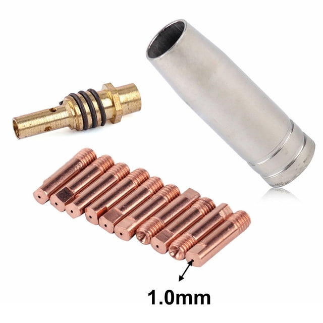 MB 15AK MIG/MAG Welding Contact Tips Stable Performance 12pcs/Set 25mm M6 Gas Nozzle Tip Holder High Reliability