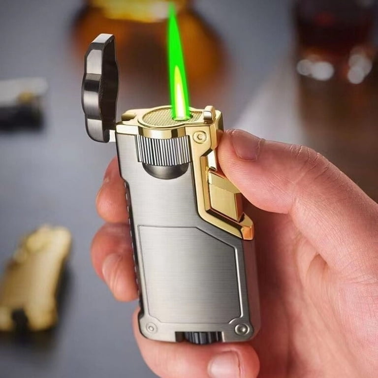 Convertible Flame Color Torch Lighter, Three-Color Flame Gas Lighter  Accessories, Refillable Windproof Butane Lighter, Gift Box Lighter with 