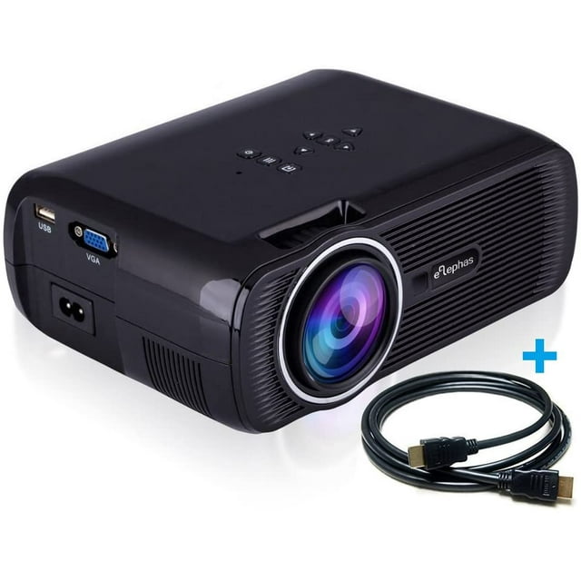 Video Projector, ELEPHAS LED Entertainment Movie Projector for Home Theater Cinema, 1200 Lumens Support 1080P HDMI VGA USB AV TV for Mobile PC Tablet PS4 DVD Players - Black