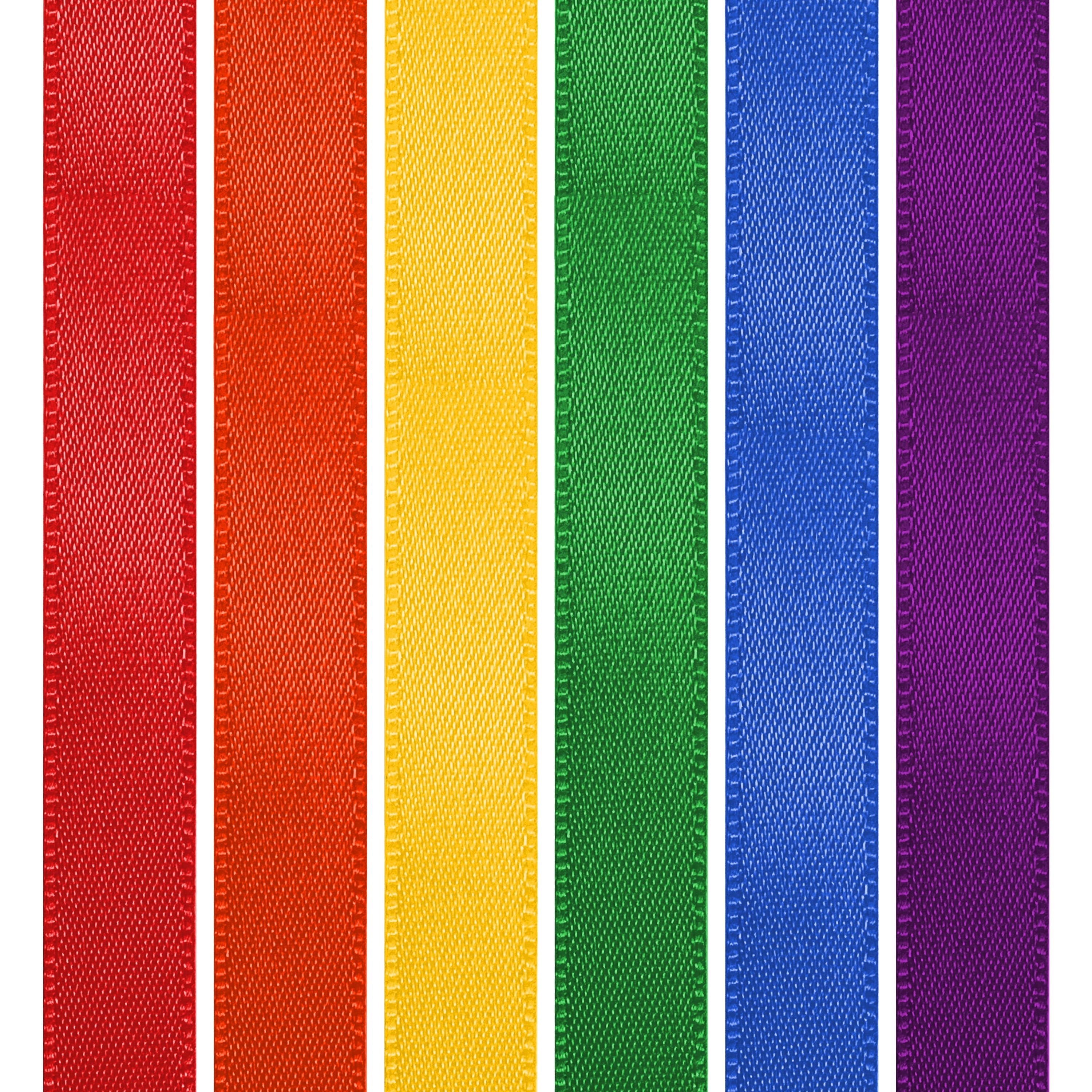 Double Faced Satin Rainbow Ribbon Pack, 6 Colors, 3/8" x 600 Yards by Gwen Studios