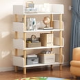 thumbnail image 3 of HomeLife Small Household Bookshelf 4-Tiers Open Bookshelf Modern Wooden Bookcase Solid Wood Legs Bedroom Storage Rack Living Room Freestanding Kids Book Display Rack 31.5"*9.45"*46.5" Display Shelf, 3 of 13