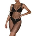 thumbnail image 1 of ZheElen Robe de Danseuse Aguichant en Résille pour Femmes, au-Dessus du Genou, avec Strass, Transparente, Noire G, 1 of 7