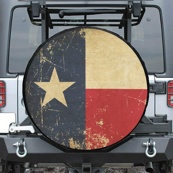 Vintage Texas Flag Pvc Waterproof Fabric Spare Tire Cover, American Flag Tire Cover Weatherproof Protectors For Suv Trailer Truck 14 15 16 17 18In. Gifts For Us Independence Day, 4Th Of July