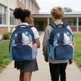 thumbnail image 4 of Kuiaobaty Cat Stars Print Backpack for Girls Boys 17 Inch Bookbag with Adjustable Strap Roomy Kids Backpack Daypack for School, Blue, 4 of 7