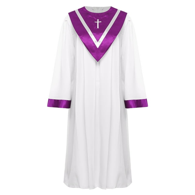 dPois Robe de Prêtre Prédicateur pour Femmes et Hommes Adultes, Robe d'Église, Costume de Culte, Violet M/160