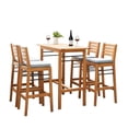 thumbnail image 1 of Vifah Gloucester 5-Piece Solid Wood Patio Counter Height Dining Set - Golden Oak, 1 of 9