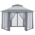 thumbnail image 3 of Garvee 79.5" Pop up Gazebo, Adjustable Height with Mosquito Net, Double-Layer, Grey, 3 of 11