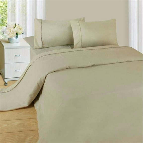 Lavish Home Series 1200 3 Piece Twin Sheet Set - Taupe