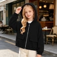 thumbnail image 2 of HAOTAGS Girls Hooded Windbreaker Jacket (4T–13) Warm, Windproof, Zip-Up Casual Coat with Pockets for Kids Black Size 6, 2 of 10