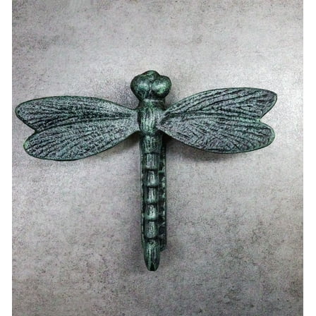 Cast Iron Verdi Green Auspicious Dragonfly Door Knocker With Strike Plate