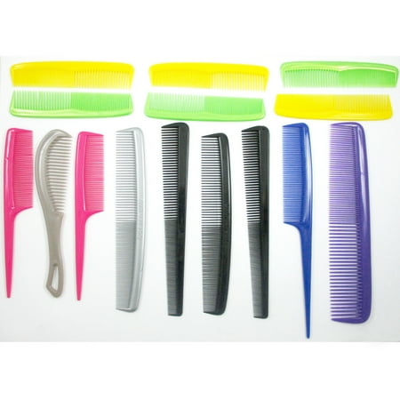 - 15 Pc Pro Salon Hair Styling Hairdressing Plastic Barbers Brush Pocket Combs Set