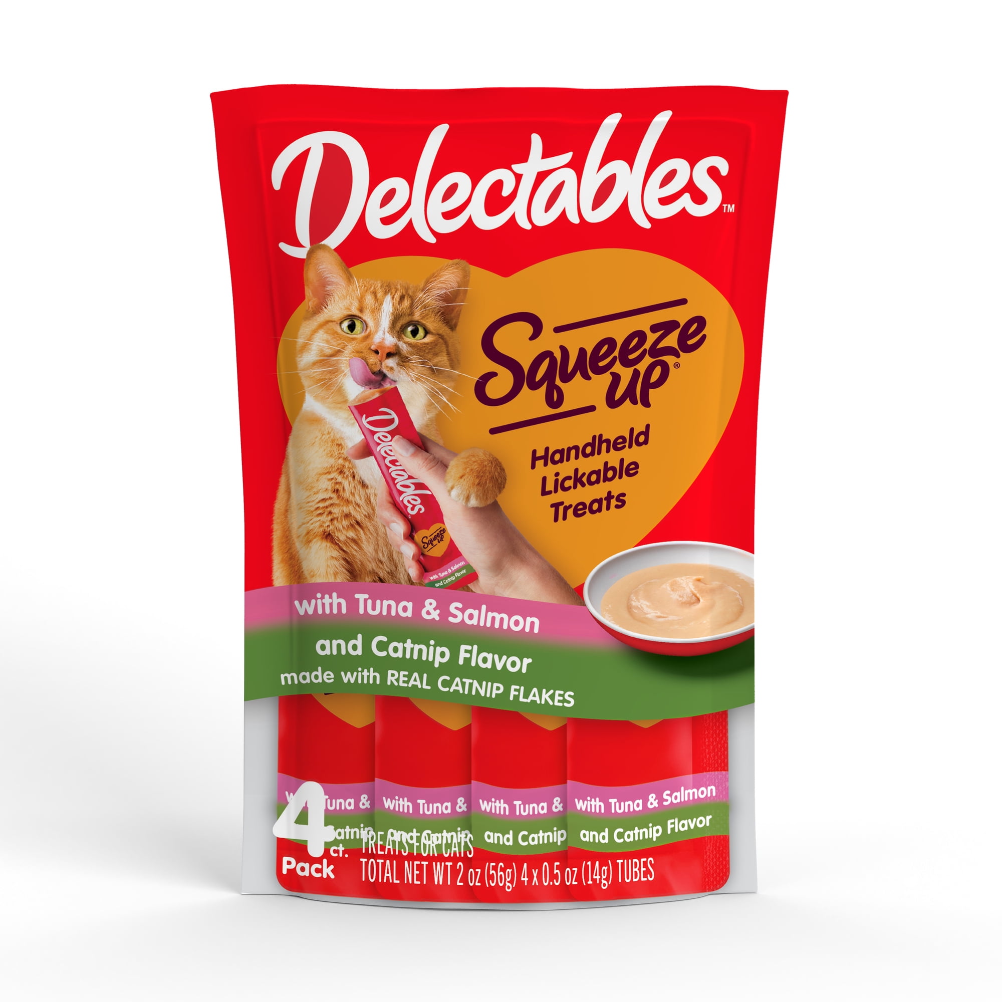 (2 pack) Hartz Delectables Squeeze Up Tuna & Salmon with Catnip Flavored Lickable Cat Treat, 4ct