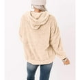 thumbnail image 4 of Sudadera de felpa para mujer, con capucha y cordón, holgada, con bolsillo frontal, para el trabajo, deportes, uso diario, color albaricoque S, 4 of 6