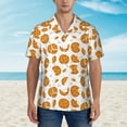 thumbnail image 2 of Xecao Yellow Biscuit print Hawaiian shirt - a stylish short-sleeve button-down for men, perfect for casual beach and tropical outings., 2 of 9
