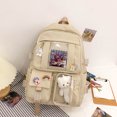 thumbnail image 2 of Bolsa Mochila multibolsillos de nailon para estudiantes Mochila escolar con cremallera grande (Beige) Likrtyny Para Estrenar, 2 of 8