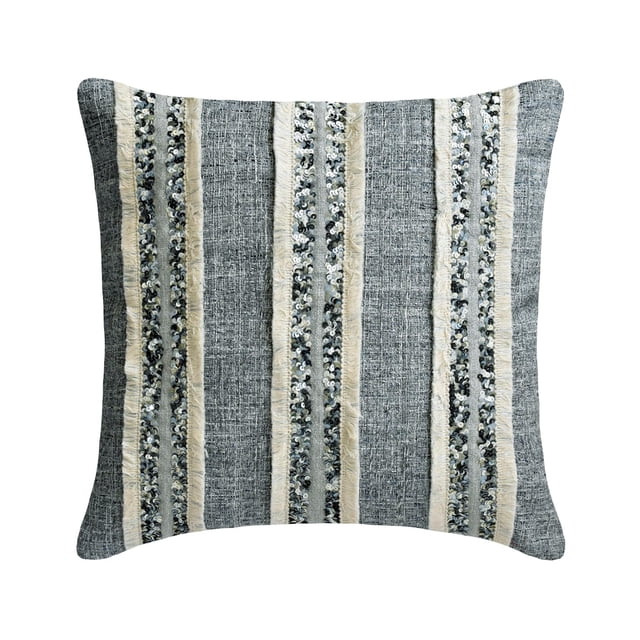 Throw Pillow Covers, Blue 16"x16" (40x40 cm) Accent Cushion Covers, Jacquard Lace & Sequins Throw Pillows For Couch, Abstract Pattern Moroccan Style - Moroccan Daze