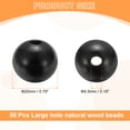thumbnail image 2 of Uxcell 50 piezas de cuentas de madera negras de 20 mm, cuentas redondas sueltas con agujero grande de 4.5 mm para joyería, collares y pulseras., 2 of 7