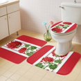 thumbnail image 4 of Spring Summer Floral Bathroom Rugs Set Red Flowers Green Leaf Rustic Farmhouse Non Slip Absorbent Soft Bath Mats 3 Piece Set with Bathroom Rug, U-Shaped Floor Mat, Toilet Seat Cover Large Size, 4 of 9