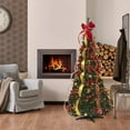 thumbnail image 2 of Prextex Christmas Tree Fully Decorated Pre-lit 6 Ft Pull Up Pop Up Out of Box Ready Minimal Assembly Needed Holiday Decorations w/ 350 Warm Lights with Stand, 2 of 7