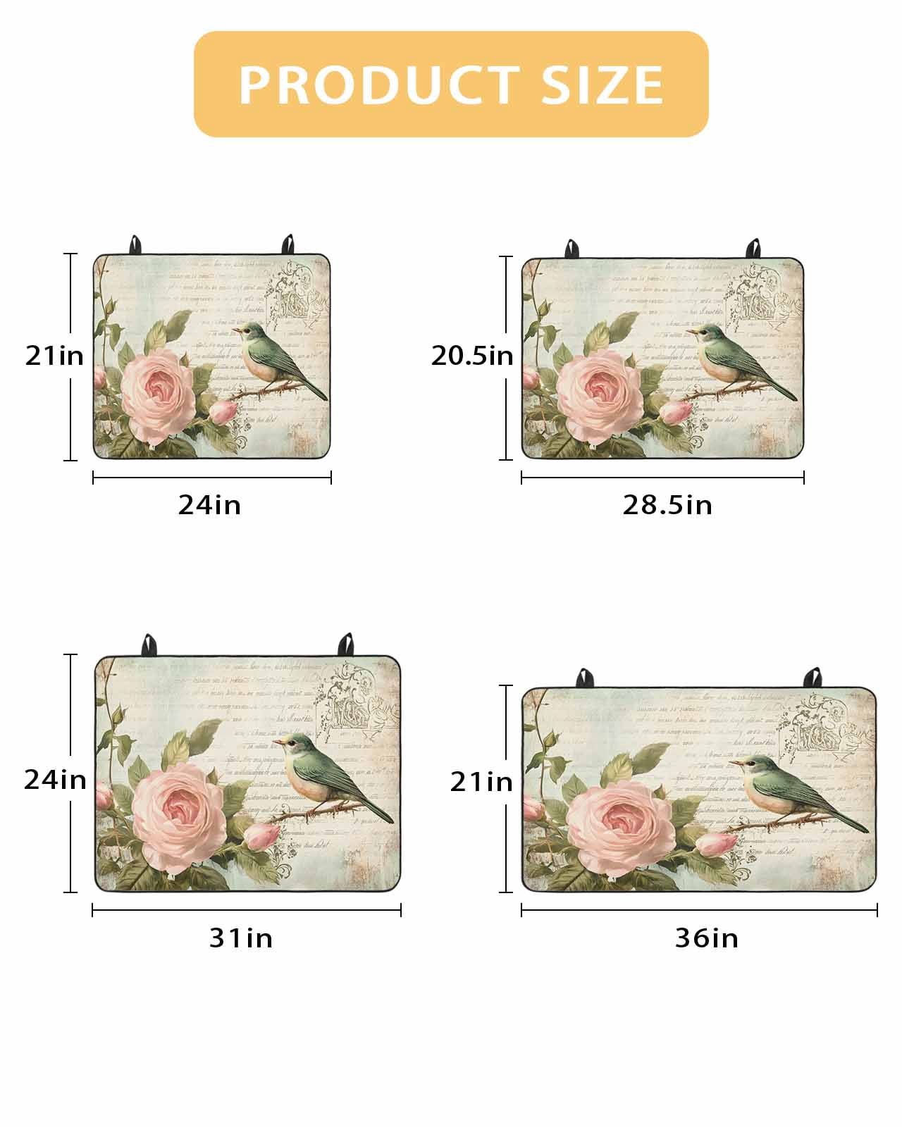 nqOlkjepod Large Induction Cooktop Protector Mat 24"x21", Pink Floral Stove Top Covers for Electric Stove, Bird Branch Vintage Mottled Middle Century Stove Burner Cover Mats, Glass Top Stove Cover