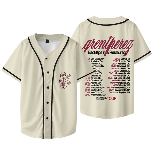 Grentperez Backflips In A Restaurant Tour Veste de Baseball Tee Unisexe Col en V Manches Courtes T-Shirts
