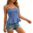thumbnail image 5 of Wenini Women's Crop Tops Denim Corset Top Square Neck Spaghetti Strap Sleeveless Slim Vintage Summer Fashion Street Tops, Light Blue L, 5 of 7