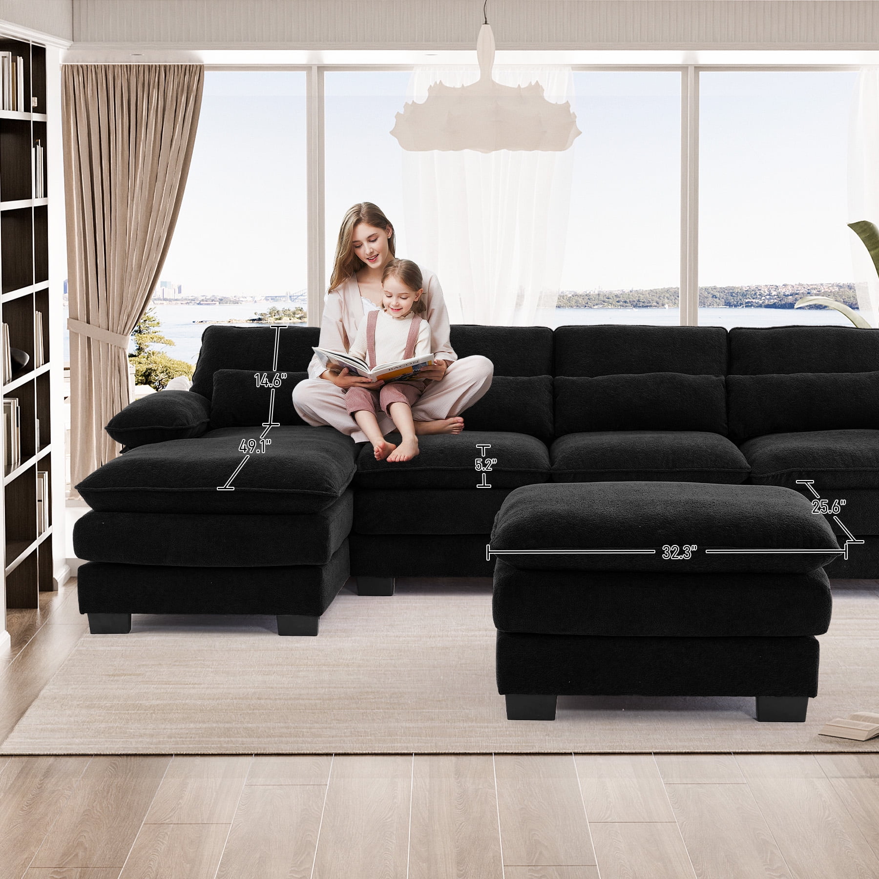20th century うちゅ友 Amazon.com: FREESNOOZE U Shaped Sectional Sofa, 6 Seat