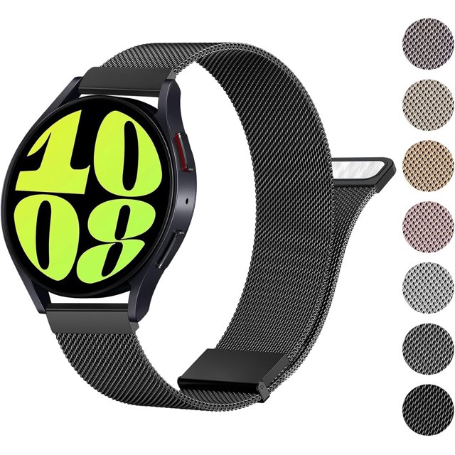 KOMI Metal Band Compatible with Samsung Galaxy Watch 6 Band 40mm 44mm, Galaxy Watch 6 Classic Bands 43mm 47mm, 20mm Stainless Steel Replacement Strap for Galaxy Watch 6 Band Women Men Black