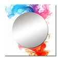 thumbnail image 2 of Designart "Flowing Ink Abstraction Blue And Tangerine II" Abstract Liquid Ink Square Mirror Wall Decor Modern - Large Red Square Bathroom Mirror - Square Printed Wall Mirror Art, 2 of 5