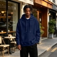 thumbnail image 4 of Mens Hooded Fashion Long Sleeve Hoodies Casual Drawstring with Pockets Pullover Sweatshirt for Men, 4 of 6