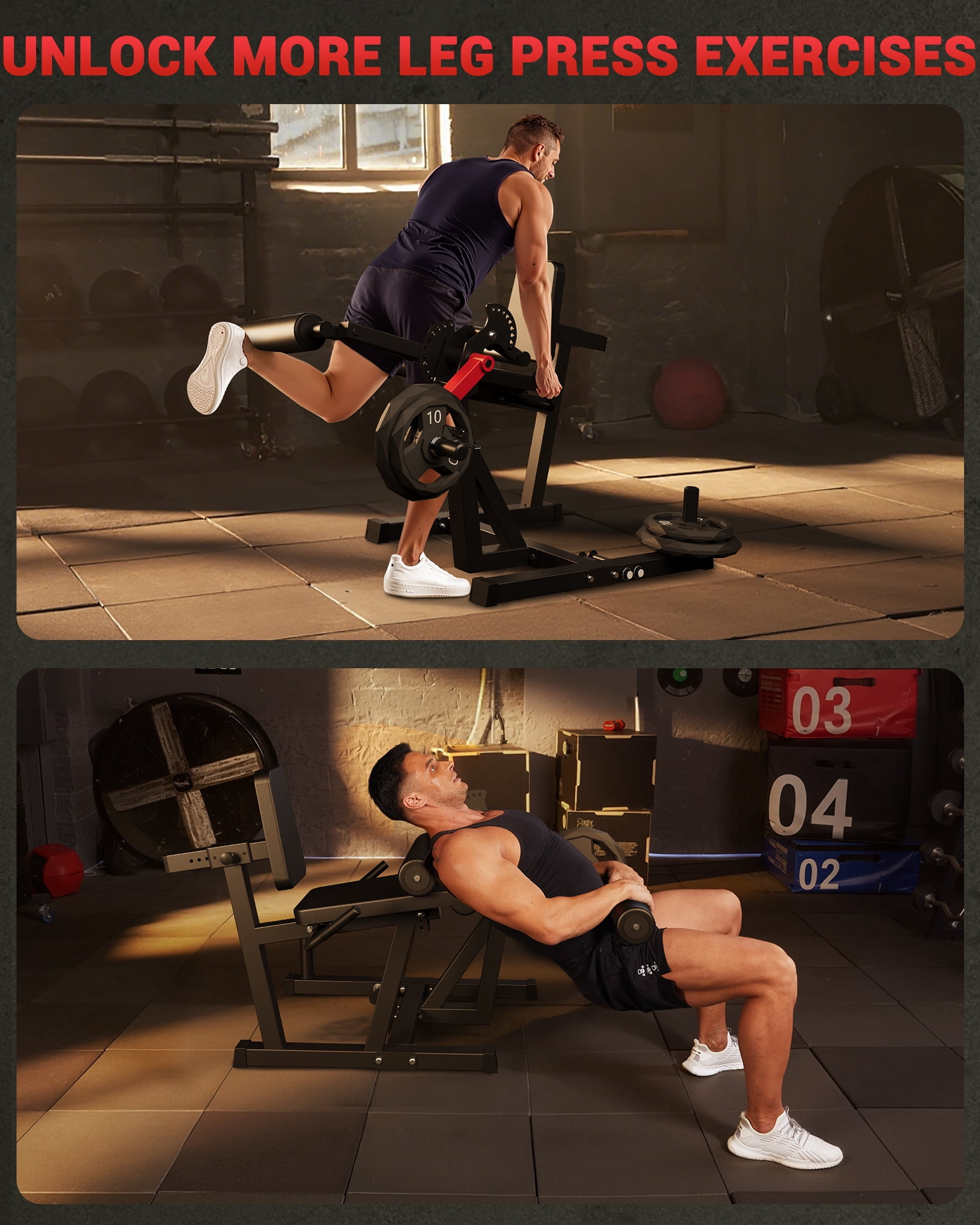 Leg Extension and Curl Machine for Home Gym, 700LB Adjustable Leg Curl Machine for Lower Body Workouts, Seated Leg Workout Equipment Compatible with 1'' and 2'' Weight Plates