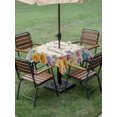 thumbnail image 5 of Square Outdoor Tablecloth with Umbrella Hole Spring Wildflowers Outside Table Cloth Waterproof Patio Table Cover Watercolor Tulip Floral Leaf Plant Beige Zipper Tablecloths for Picnic 54x54 Inch, 5 of 8