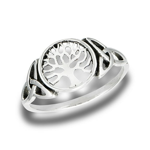 Celtic Tree of Life Knot Triquetras Ring .925 Sterling Silver Band Jewelry Female Male Unisex Size 5