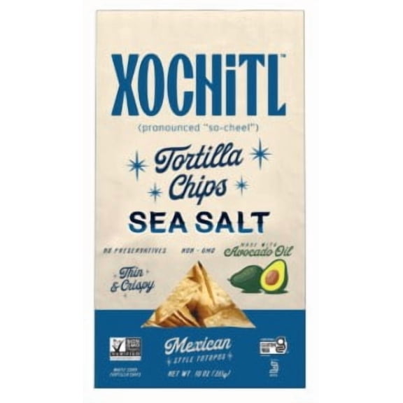 Xochitl Sea Salt White Corn Tortilla Chips, 10 oz Paper Bag
