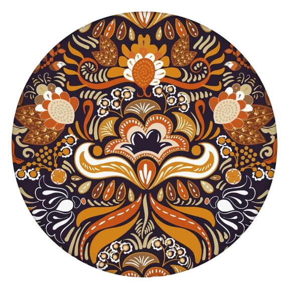 Vintage Paisley Round Tablecloth, Elastic Edge Waterproof Table Cover, Spill-Proof & Wrinkle-Free for Picnic, Parties, and Outdoor Use