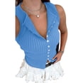 thumbnail image 4 of Slim Fit Women Sleeveless Button Down Knit Tank Tops, 4 of 7