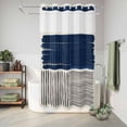 thumbnail image 6 of No Hook Shower Curtain, Navy Blue Striped Shower Curtains for Bathroom with See Through Top Window, Farmhouse Stripes Modern Abstract Art Waterproof & Washable Bath Curtain Narrow 54"x78", 6 of 9