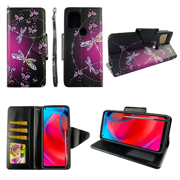 Case For Moto G Stylus 2021 (Not Fit Moto G Stylus 5G 2021) Detachable Magnetic Wallet Pu Leather Cover Flap Closure Snap-on Book Style Cases Cash Pocket with Card Slots Holder Sparkly Butterfly
