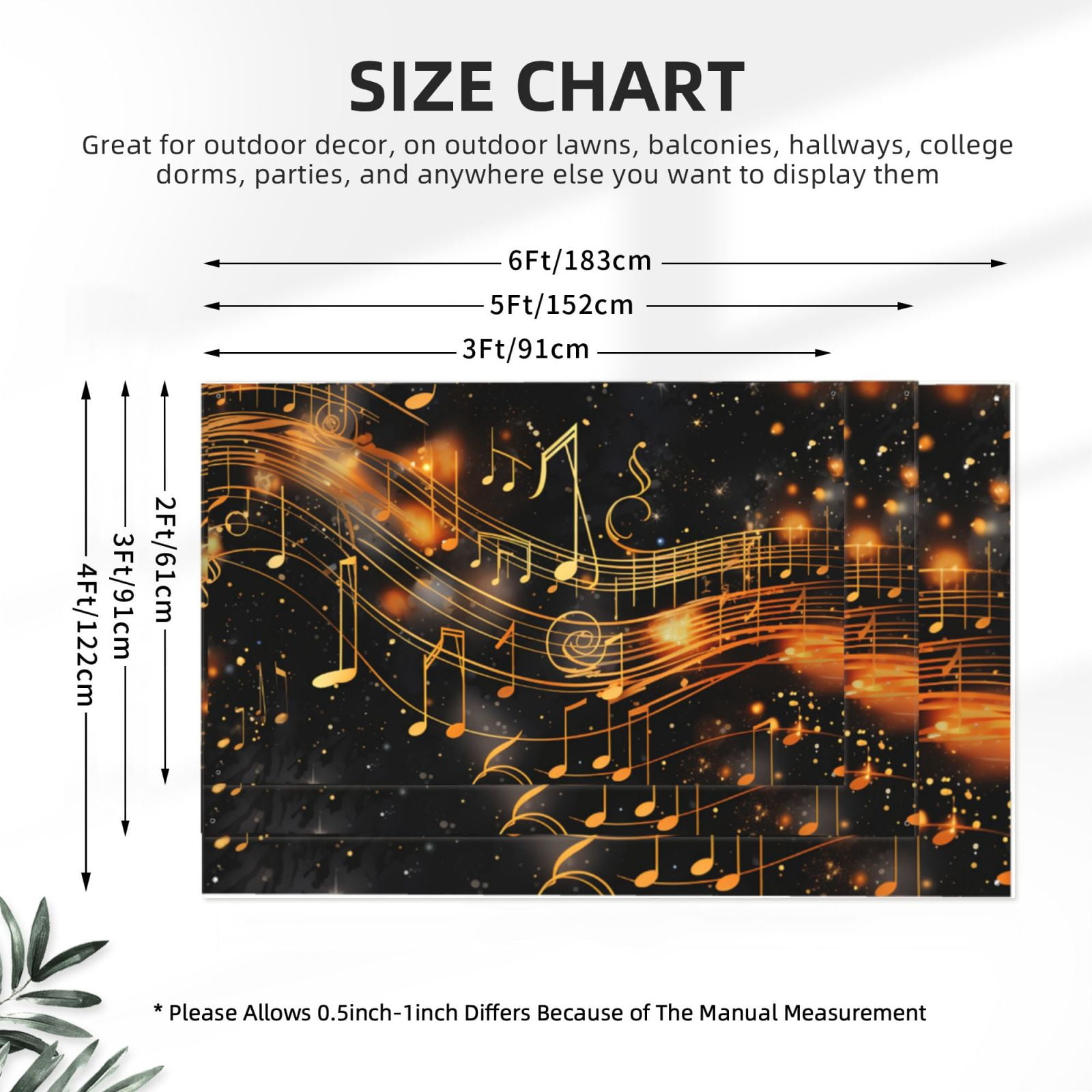 Golden Musical Notes With Piano Starry Four Hole Decorated Banner Flag for Garden Yard Home Decoration Indoor Outdoor 4x6 Ft