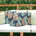 thumbnail image 4 of Set of Three 16" X 16" Blue and Orange Botanical Indoor Outdoor Throw Pillow, 4 of 5