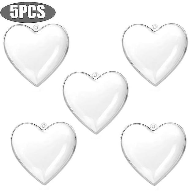 5 unids/set árboles de Navidad de plástico transparente acrílico en forma de corazón bola rellenable adorno transparente regalo presente caja Decorati LingWen 8390605177491