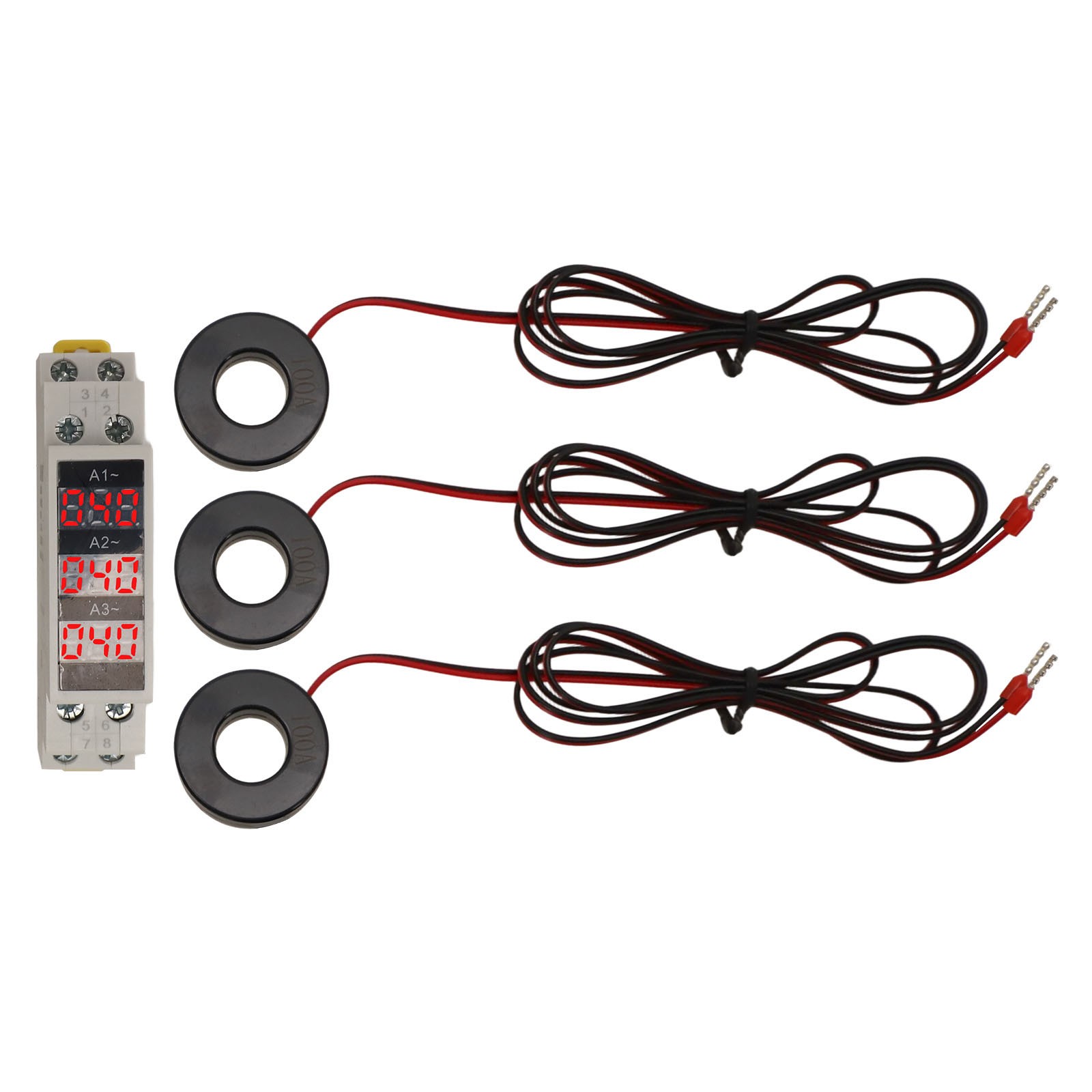 Wodtesl LED Mini Din Rail Digital Display Three-Phase Ammeter Single-Phase Voltag Current Herz Meter Volt Amp Herz 1-100A AC80-500