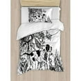 thumbnail image 3 of Hunting Duvet Cover Set Queen Size, Hunting Dogs in the Forest Monochrome Drawing English Pointer and Setter Breeds, Decorative 3 Piece Bedding Set with 2 Pillow Shams, Black White, by Ambesonne, 3 of 3