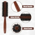 thumbnail image 5 of Unique Bargains Nylon Bristle Round Curling Hair Twill Comb for Hair Drying Styling Brown 10 Row 8.66" M, 5 of 7