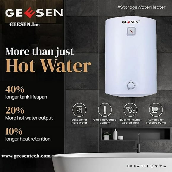 15 Gallon Electric Tank Hot Water Heater for RV - Endless Trailer Indoor Use, Efficient & Compact Design