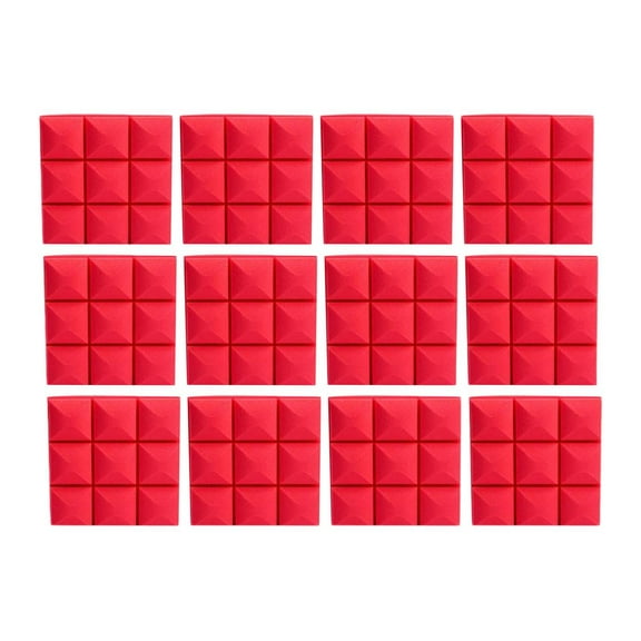 colcolo 12 Pieces Acoustic Panels Accessories Sound Absorbing Foam Soundproof Boards Red