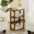 thumbnail image 5 of LELELINKY 2pc 3-Tier Narrow Side Table with Charging Station, Wood Nightstand with USB Ports for Small Spaces, Brown, 5 of 7