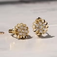 thumbnail image 5 of Diastar Jewels Cluster Huggie Earrings, 14K Yellow Gold Finish Silver Cubic Zirconia Hoop Flower Earrings, 5 of 6