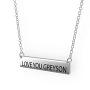 Love You Greyson Women's Bar Pendant Necklace Sterling Sliver