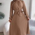 thumbnail image 2 of Women Spring Boho Maxi Dress 2024 Long Sleeve V Neck Swiss Dot Smocked Tie Waist A-Line Ruffle Casual Tiered Chiffon Flowy Long Dress, 2 of 8
